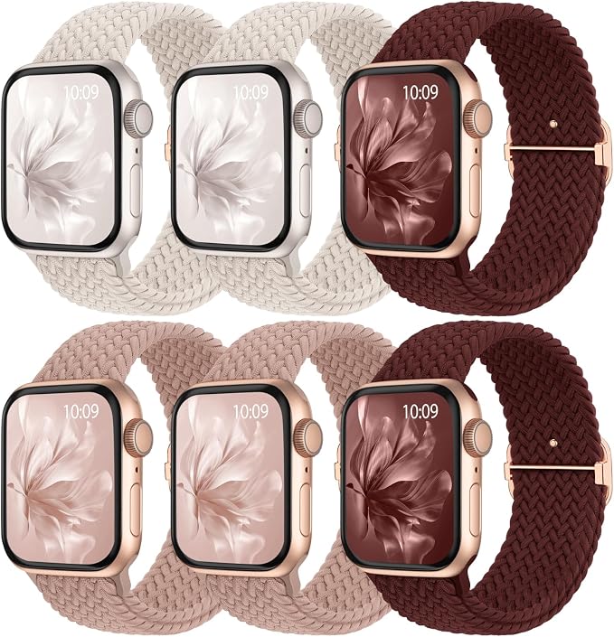 6 Pack Braided Stretchy Bands Compatible by KnossenWatchBand