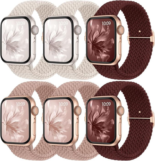 6 Pack Braided Stretchy Bands Compatible by KnossenWatchBand