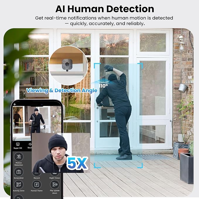 2K Window Camera with 32GB Memory Card, 5GHz & 2.4GHz WiFi Indoor Cameras - Image 4