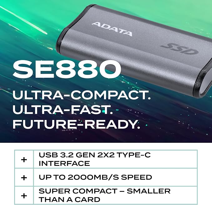 ADATA SE880 - 1 TB Portable External SSD - Secure & Fast Data Transmission - - Image 2