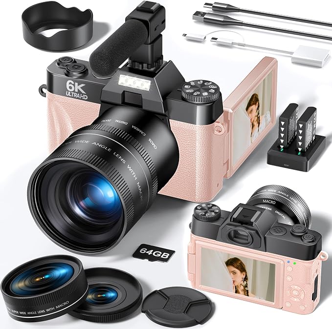 FLATIC Cameras for Photography, 6K 64MP Digital Camera by FLATIC