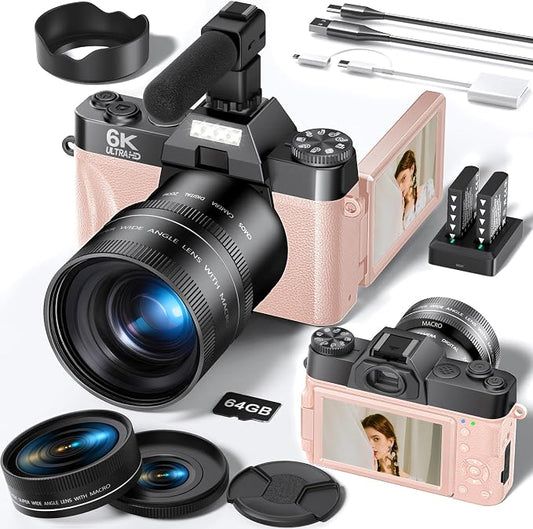 FLATIC Cameras for Photography, 6K 64MP Digital Camera by FLATIC