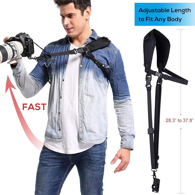 Waka Camera Neck Strap with Quick Release, Safety Tether and Underarm Strap - Image 7