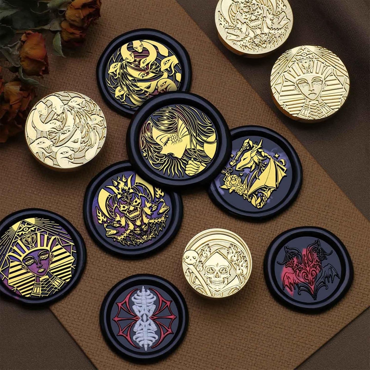 Halloween Wax Seal Stamp - Skeleton Grim Reaper Seald Stamp,0.98 inch/25mm Evil Ghost Fire Sealing Stamp for Envelopes,Letters,Handicraft DIY and Creative Gifts