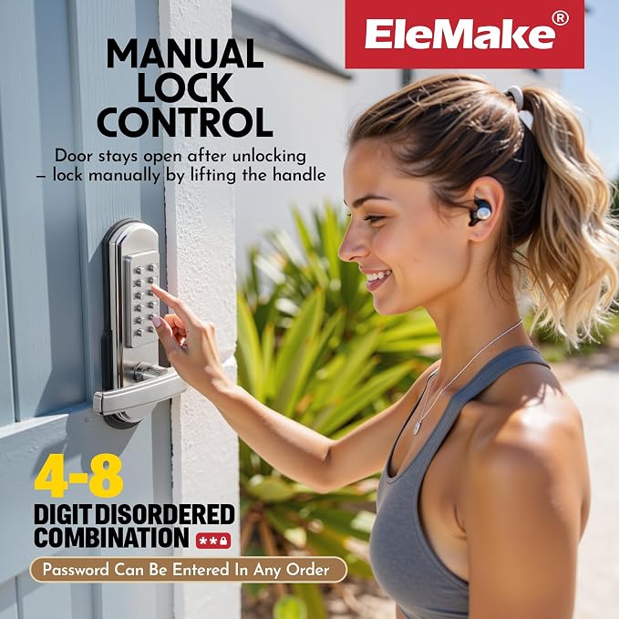 Left Handed Keyless Door Lock, Mechanical Keypad Door Lock - Image 5