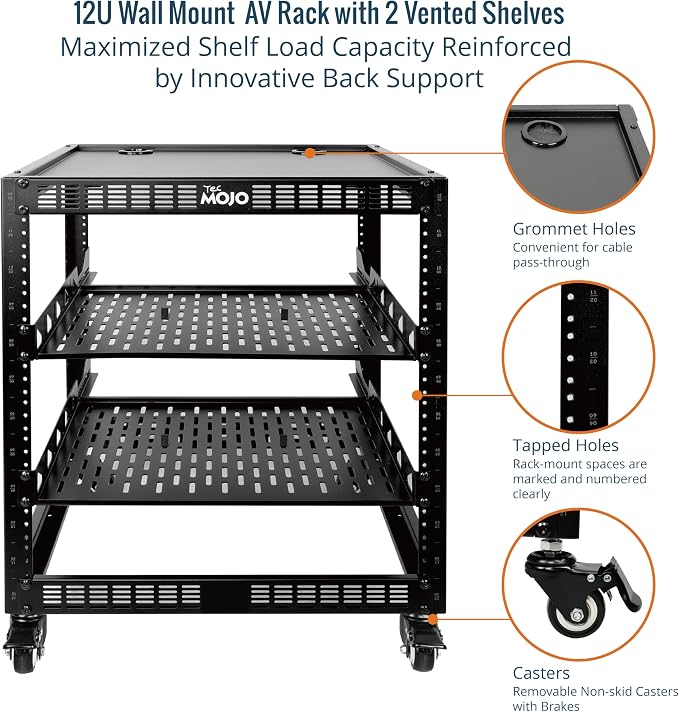 TECMOJO 12U Open Frame Network Rack - Image 4