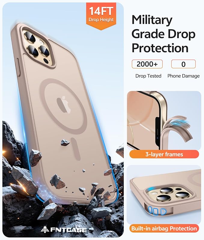 FNTCASE for iPhone 12 Pro Max Case: Translucent Matte Magnetic Phone Cover - Image 5