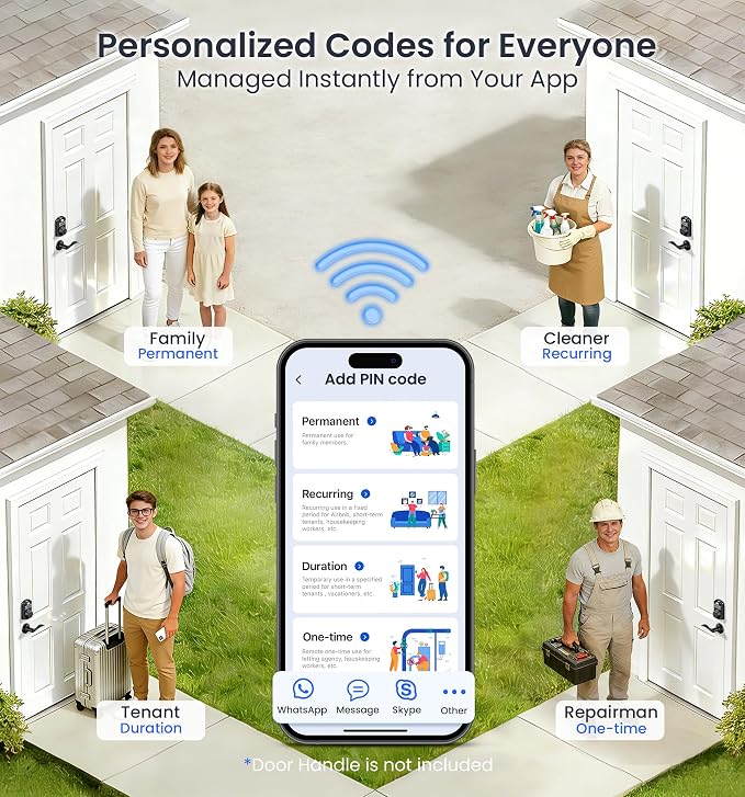 Veise VE012W Built-in WiFi Fingerprint Smart Lock, App Remote Control, - Image 6