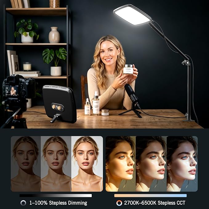 NiceVeedi 14" Soft Streaming Light, Dimmable Desk Ring Light - Image 5
