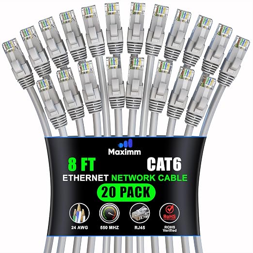 Maximm Cat 6 Ethernet Cable 8 ft by MaximmCable