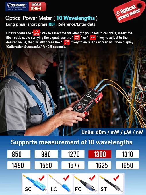 Network Cable Tester with Optical Power Meter, Ethernet Cable Tester Test - Image 6