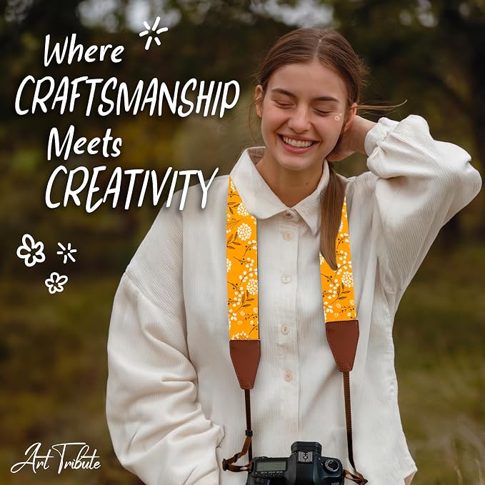 Art Tribute Camera Strap, Vintage Embroidered Neck Shoulder & Crossbody Camera - Image 8