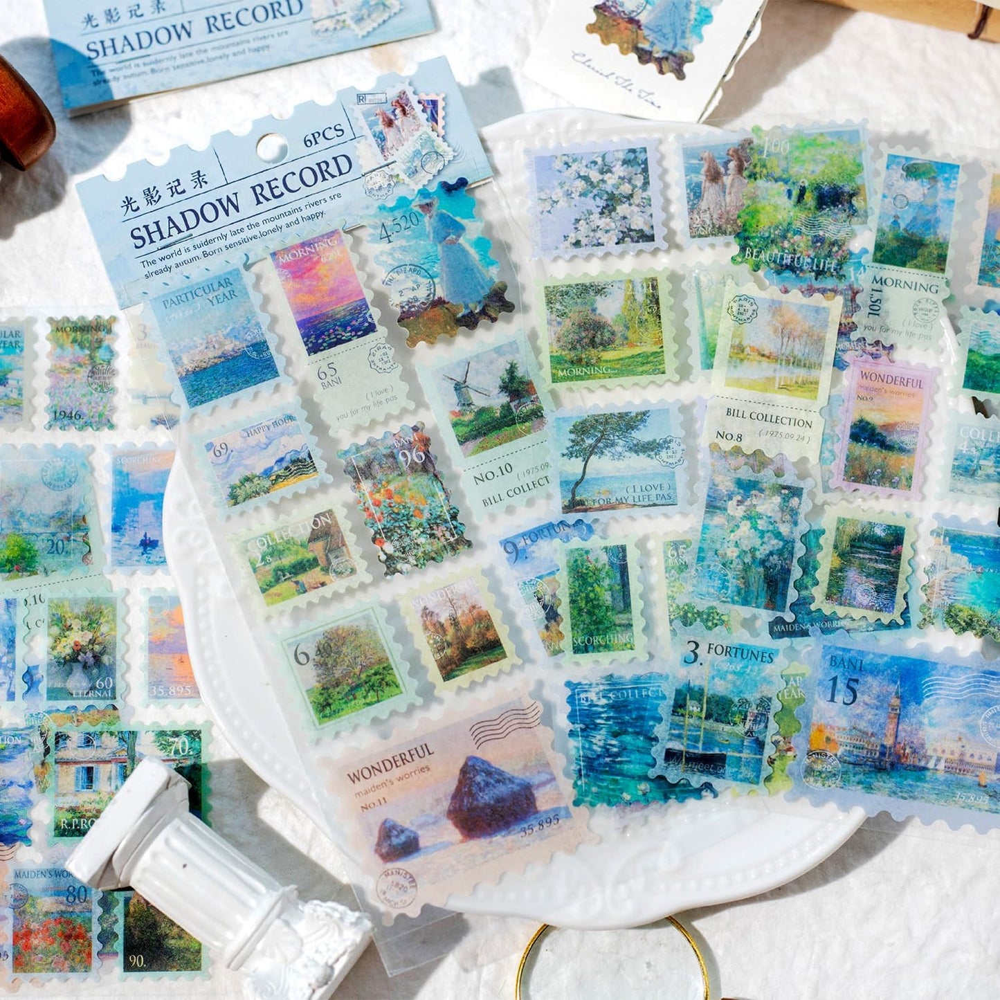 24Pcs Retro Stamp Washi Stickers, Vintage Stickers for Scrapbooking, DIY Crafts, Journaling Supplies & Junk Journal Ephemera