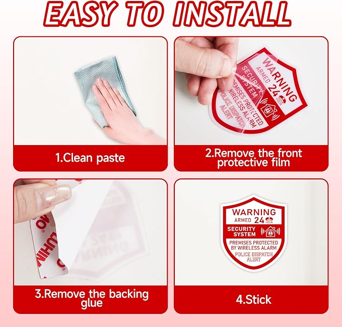 3PCS Security Alarm System Sign - Image 8