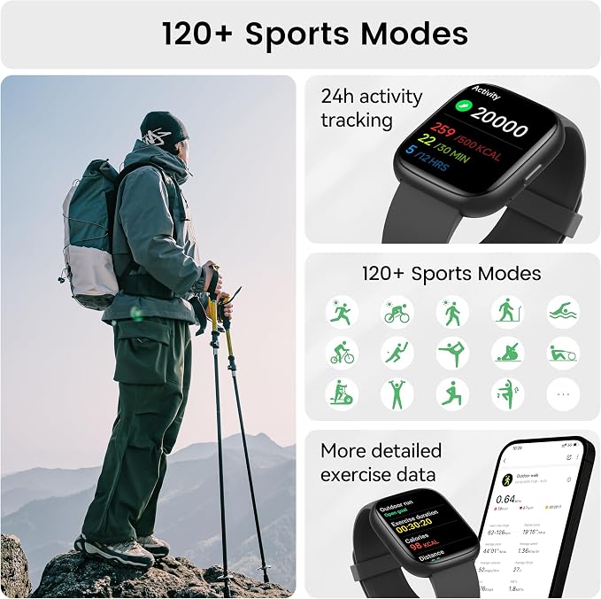 Smart Watch with Alexa Built-in, 1.83" HD Touchscreen Fitness Tracker with - Image 5