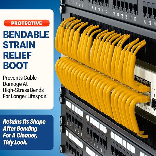 Everest Ultra Slim Cat6a Ethernet Patch Cables 6ft Yellow - Image 3