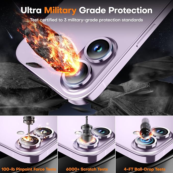 Camera Lens Protector for iPhone 17/iPhone 16/iPhone 16 Plus, Sapphire Glass - Image 5