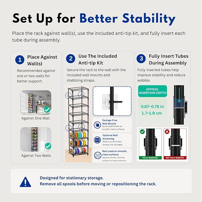 9-Tier 3D Printer Filament Storage Rack, Holds Up to 54 1kg Spools, - Image 3