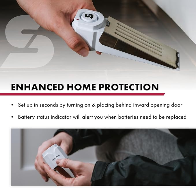SABRE 120 dB Wedge Door Stop Security Alarm, Extremely Loud Wireless Alarm - Image 6