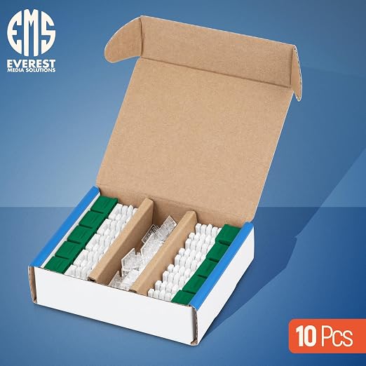 Everest 90° Angled RJ45 Cat6 Keystone Jacks 10-Pack in Green - Image 2
