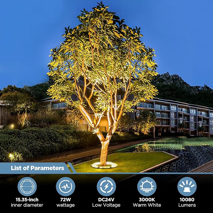 Gardencoin Outdoor Ring Tree Lights, 72W LED Landscape Uplighting - Image 2