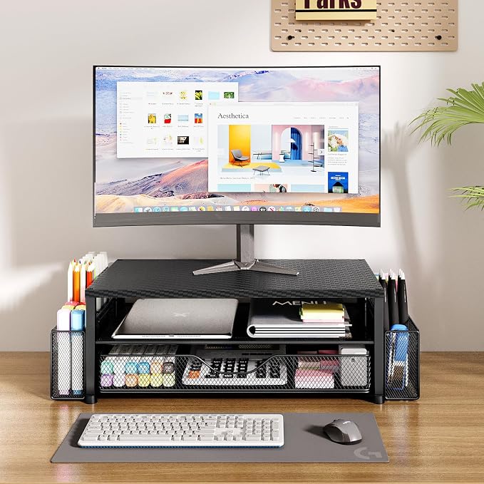 OPNICE Desk Organizer and Accessories, 2-Tier Computer Monitor Stand - Image 4