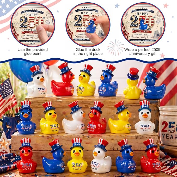 Skylety 72 Pcs Patriotic Mini Ducks 4th of July Independence Day Party Decor - Image 3