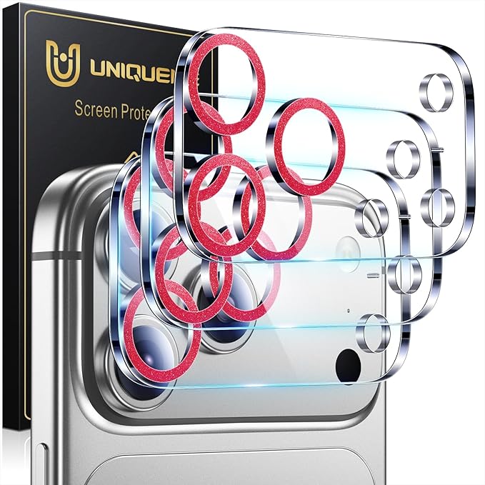 UniqueMe Compatible for 3 Pack iPhone 17 Pro Max Camera Lens Protector by UniqueMe