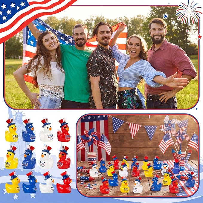 Skylety 72 Pcs Patriotic Mini Ducks 4th of July Independence Day Party Decor - Image 7