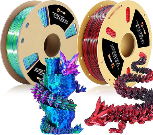 LOVOON Silk PLA Filament 1.75mm, 2KG Bundle 3D Printer Filament, 3D Printing by LOVOON