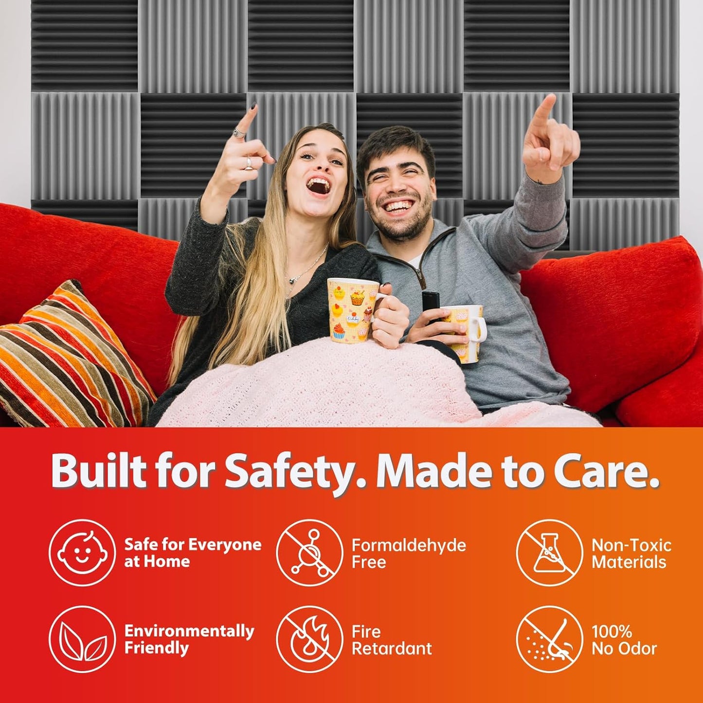 54 Pack Acoustic Panels – Sound Proof Foam Panels for Wall 12"x12"x2", Flame Retardant Wedge Acoustic Foam, High-Density Sound Absorbing Panels for Home Studio(Gray, 2" Thick 54 Pack)
