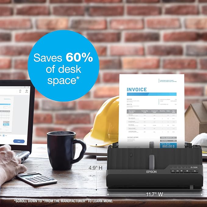 Epson Workforce ES-C320W Wireless Compact Desktop Document Scanner - Image 6