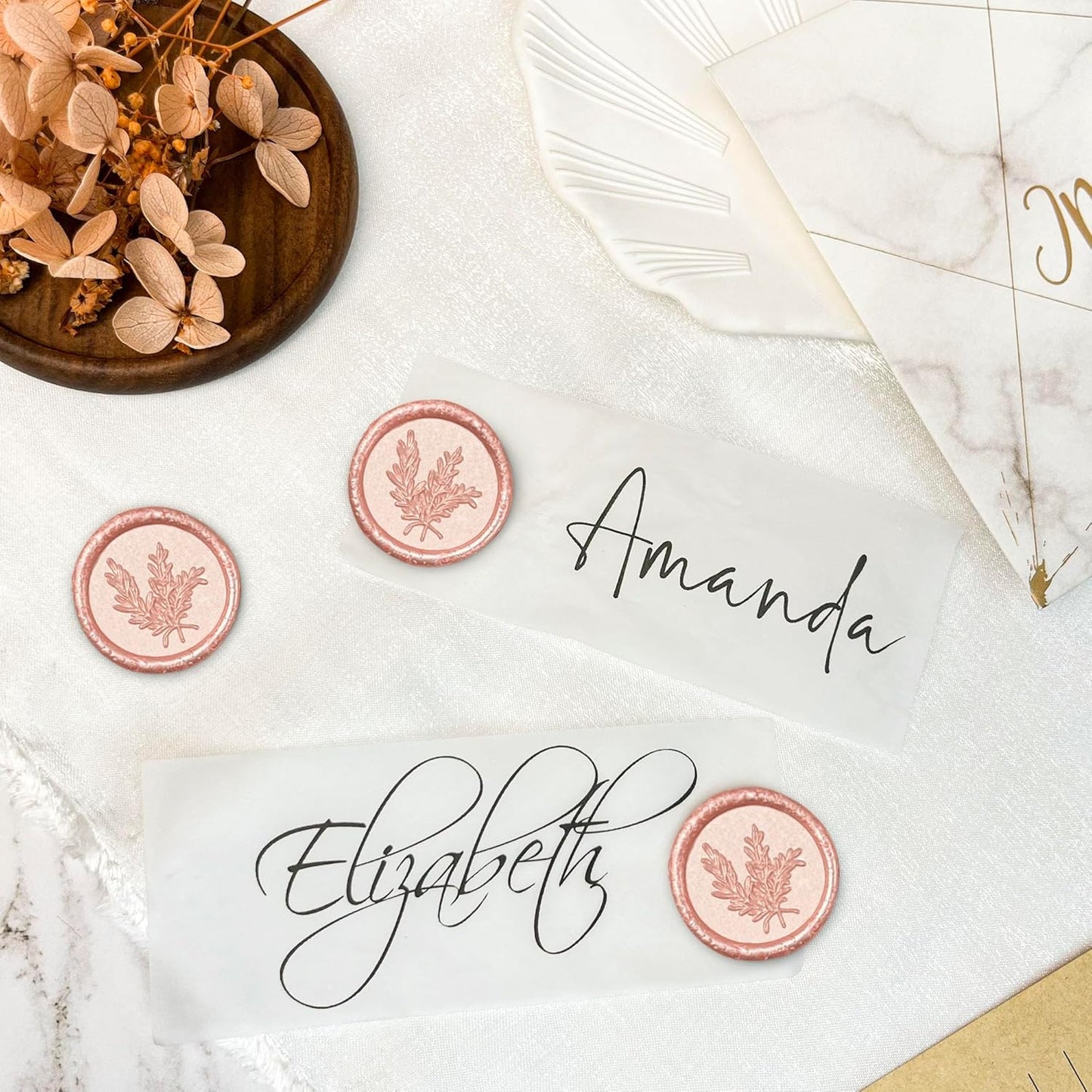 100Pcs Wax Seal Stickers Handmade Envelope Seals Self Adhesive Wax Stickers for Wedding Party Invitations, Envelope, Gift Wrap, Christmas(Rosemary Style, Pink)