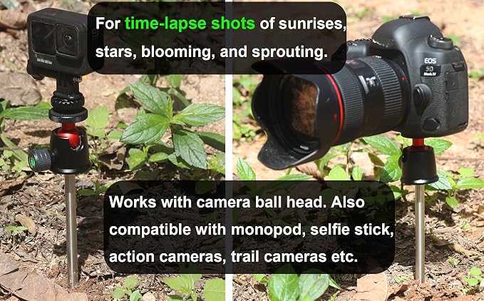 Camera Ground Spike for Monopod Selfie Stick, 1/4-20 Screw Staniless Steel - Image 5