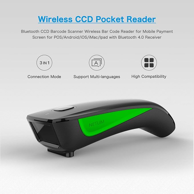 NETUM Mini Barcode Scanner Bluetooth Compatible, Small Portable USB Bar Code - Image 2