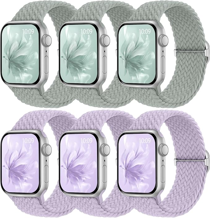 6 Pack Braided Stretchy Bands Compatible by KnossenWatchBand