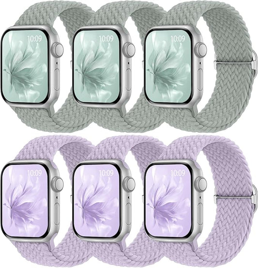 6 Pack Braided Stretchy Bands Compatible by KnossenWatchBand