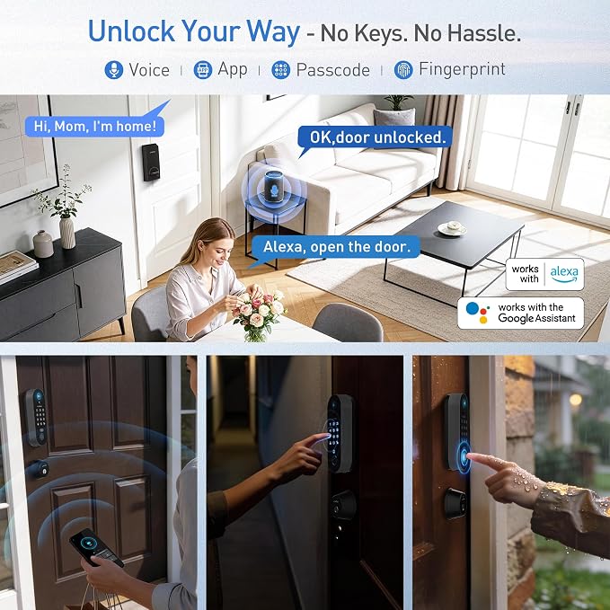 Smart Video Door Lock with 2K Doorbell Camera, Fingerprint & Keypad Keyless - Image 6