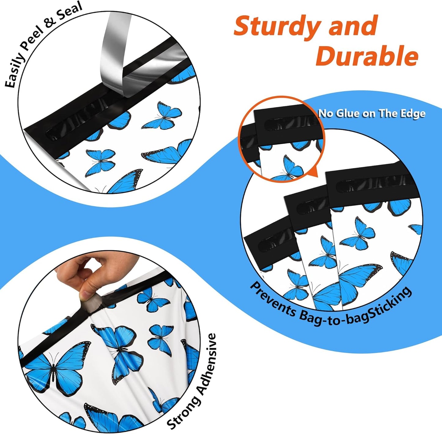 Cute Poly Mailers 10x13 Inch 100 Pcs - Butterfly Printed Shipping Bags for Clothing - Waterproof and Tear Resistant Mailing Envelopes - Self-Sealing Packaging Bags for Small Business