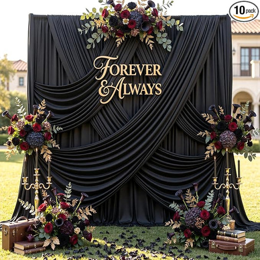 50ftx12ft Wrinkle Free Black Backdrop Curtains by CO-AVE