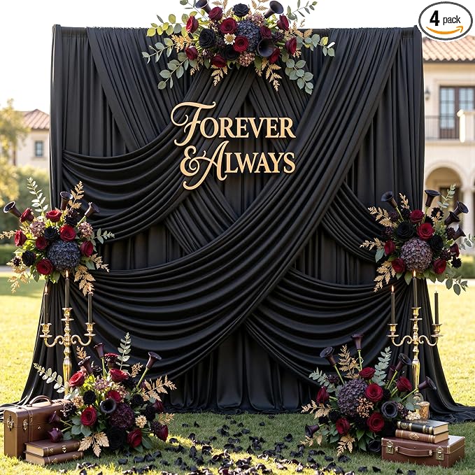20ftx12ft Wrinkle Free Black Backdrop Curtains by CO-AVE