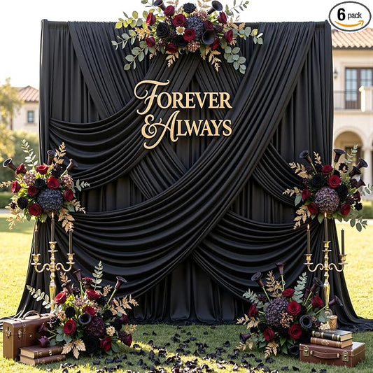 30ftx12ft Wrinkle Free Black Backdrop Curtains by CO-AVE