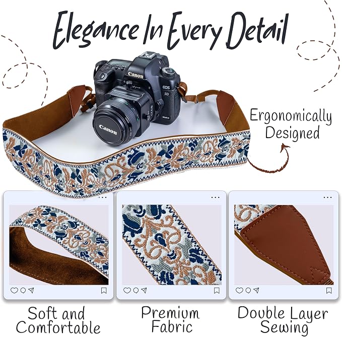 Art Tribute Camera Strap For Photographers Padded Universal Fit Neck Shoulder & - Image 3