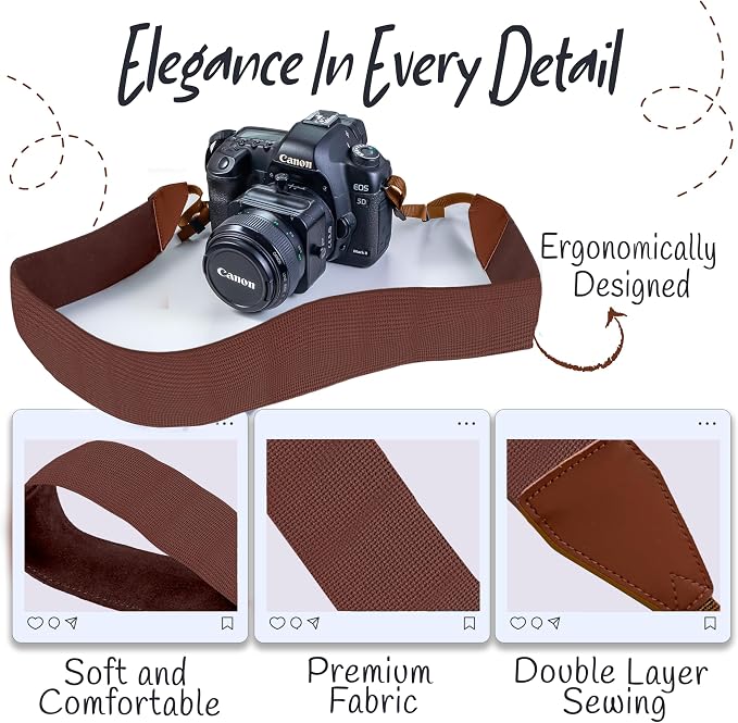 Art Tribute Camera Strap For Photographers Padded Universal Fit Neck Shoulder & - Image 3