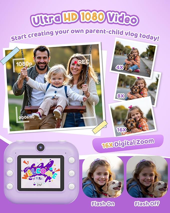 Instant Camera, Front Rear Dual Selfie Kids Camera - Image 4