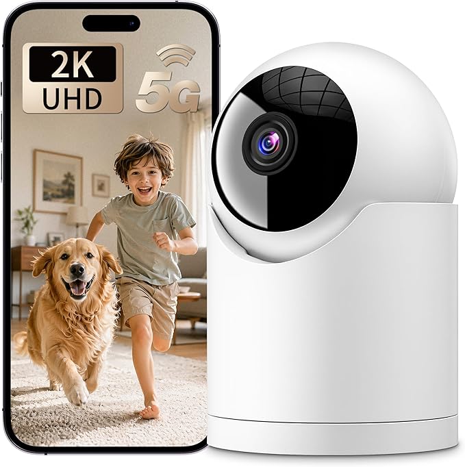  Indoor Cameras for Home Security, Auto tracking, 5G&2.4G WiFi Security by Techage
