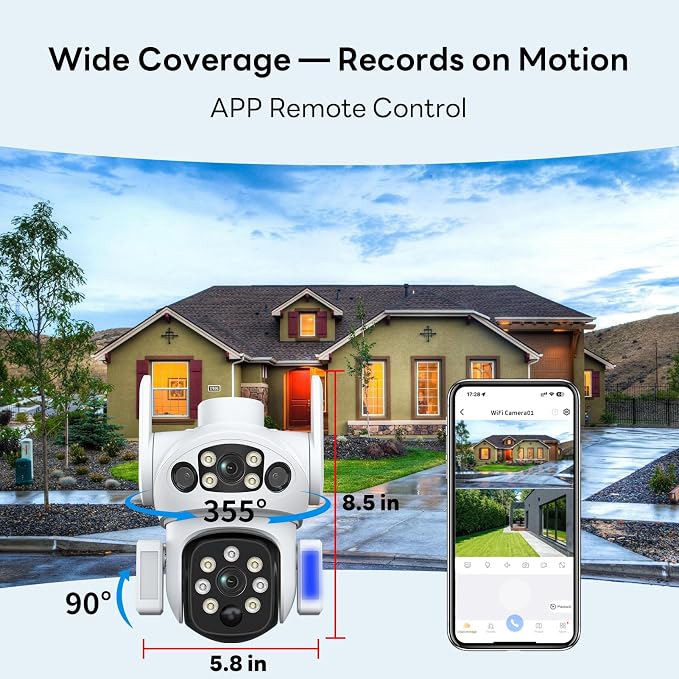 Solar Camera Outdoor Wireless, Dual Lens Security Camera - Image 4