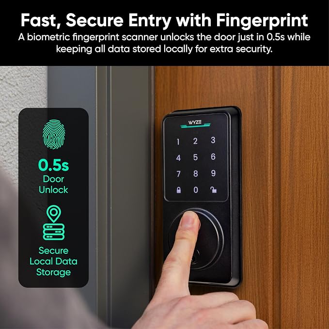 Wyze Auto-Lock Bolt v2, Fingerprint Keyless Entry Smart Lock, AI Learning - Image 3