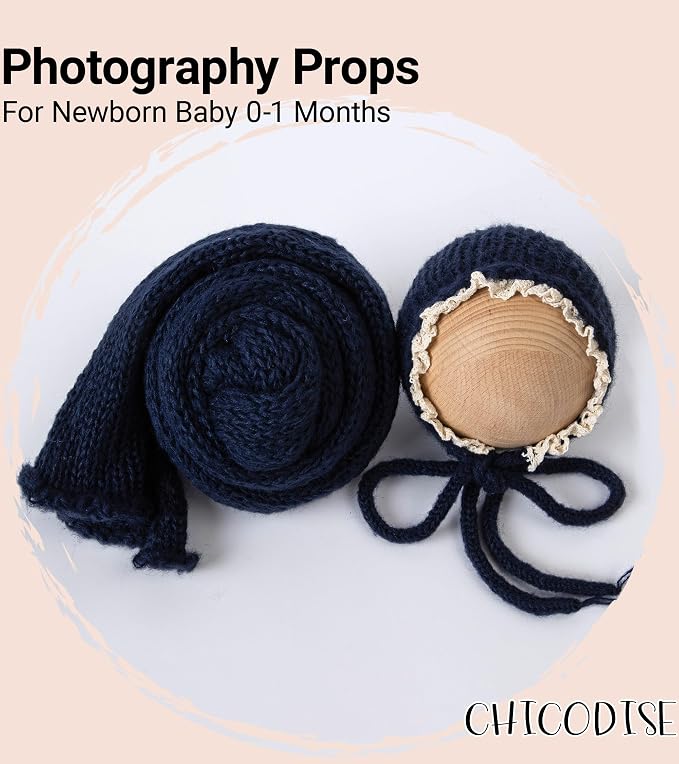 Newborn Photography Props Wraps & Ruffle Edge Bonnet - Image 6