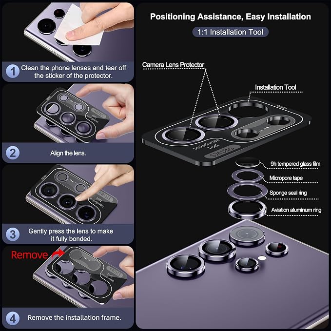 WSKEN for Samsung Galaxy S24 Ultra Camera Lens Protector, Ultra Thin Scratch - Image 6